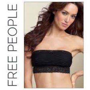 Bnwt free people scalloped lace black strapless bralette size large L